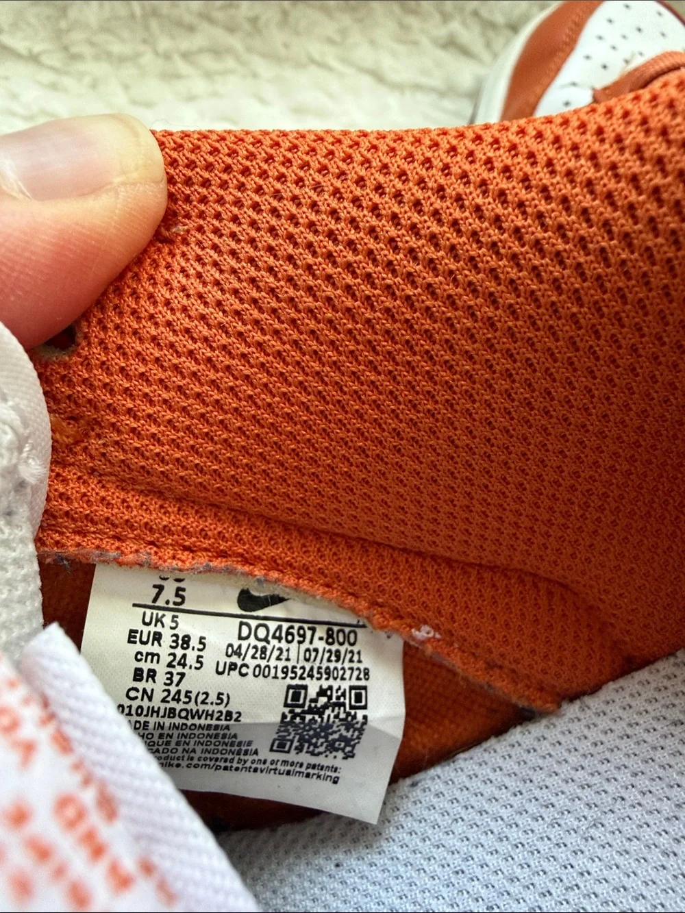 Nike Orange, White and Dark brown Low-Top Sneakers